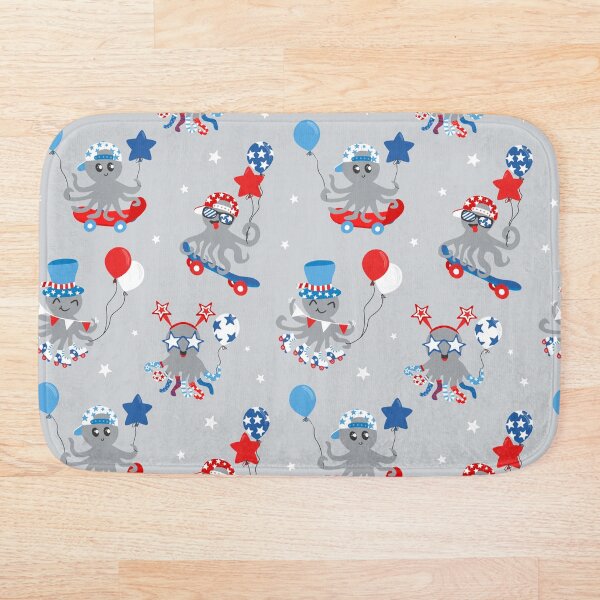 Item preview, Red White and Blue Skater Octopus Gray designed and sold by SamAnnDesigns.