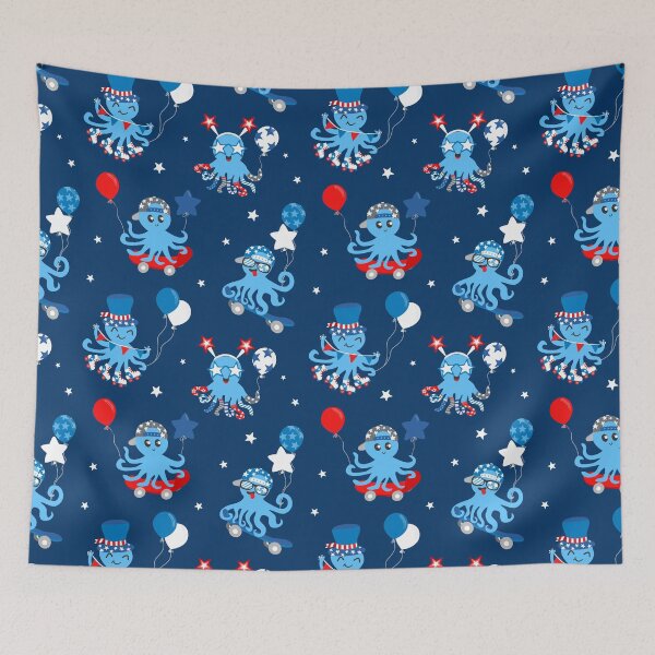 Item preview, Red White and Blue Skater Octopus designed and sold by SamAnnDesigns.