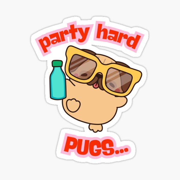 Item preview, Cute Pug dog chilling saying Party hard pugs art designed and sold by VENOHA.