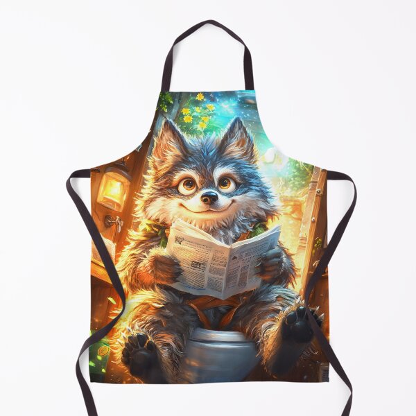 Item preview, Animal Toilet Curious Wolf Enjoys Cozy Evening News Rustic Bathroom designed and sold by Williamhallano.