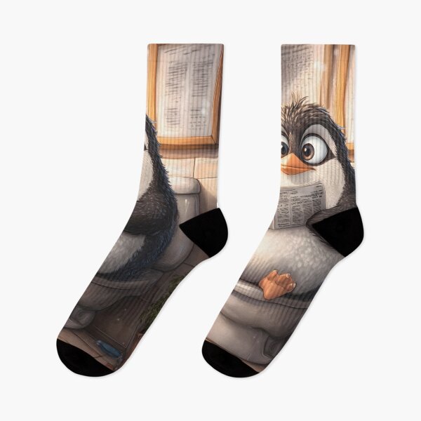 Item preview, Animal Toilet Curious Penguin Reads Cozy Morning News Rustic Bathroom designed and sold by Williamhallano.