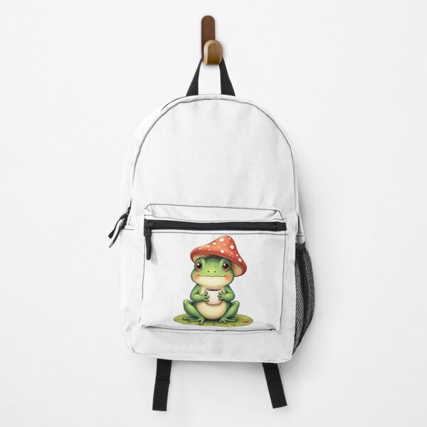 Item preview, Funny Frog with Mushroom Hat Drinking Coffee – Cute Forest Animal designed and sold by PnrArtDesign.