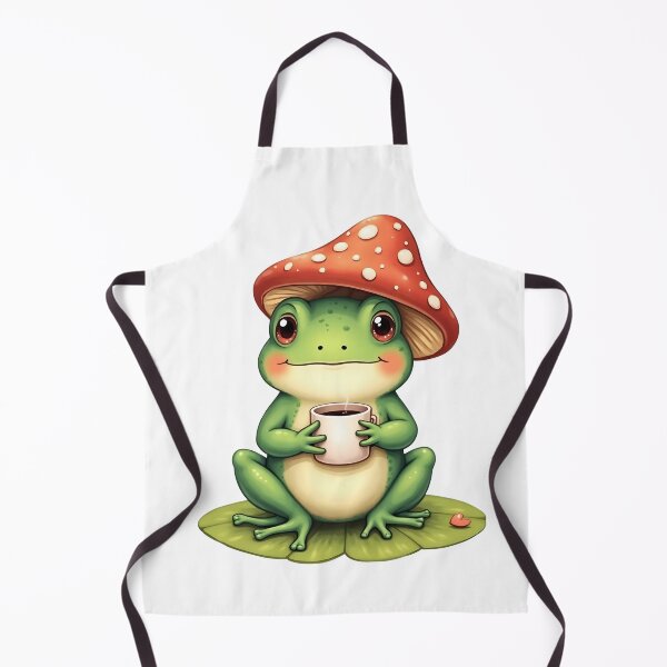 Item preview, Funny Frog with Mushroom Hat Drinking Coffee – Cute Forest Animal designed and sold by PnrArtDesign.
