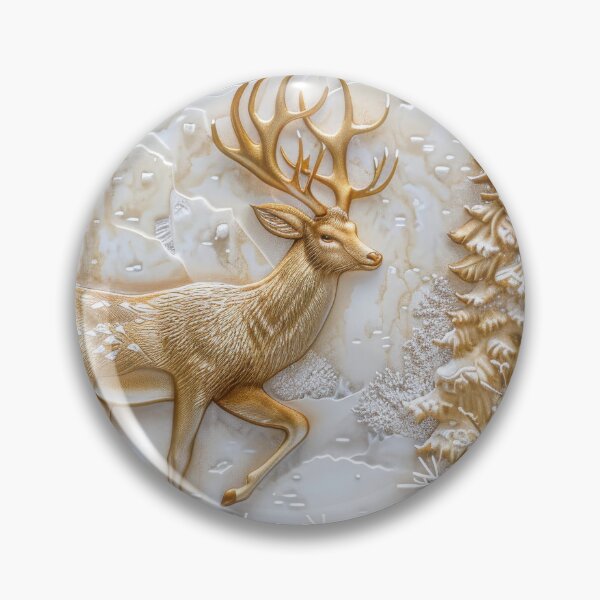 Item preview, Majestic golden deer in the snowy forest designed and sold by MargaretWiktor.
