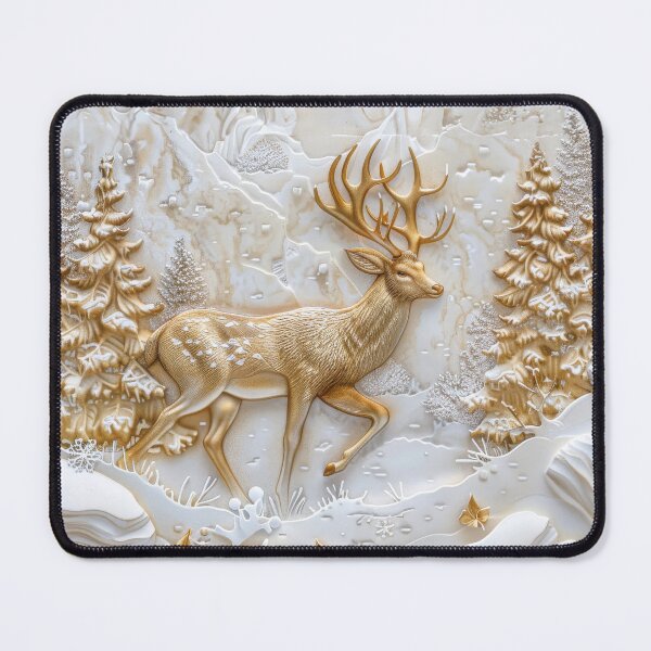 Item preview, Majestic golden deer in the snowy forest designed and sold by MargaretWiktor.