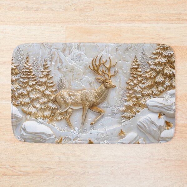 Item preview, Majestic golden deer in the snowy forest designed and sold by MargaretWiktor.