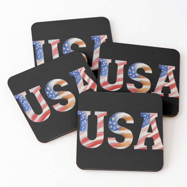 Item preview, USA Text with Hand-Drawn American Flag Colors designed and sold by BogskyShop.