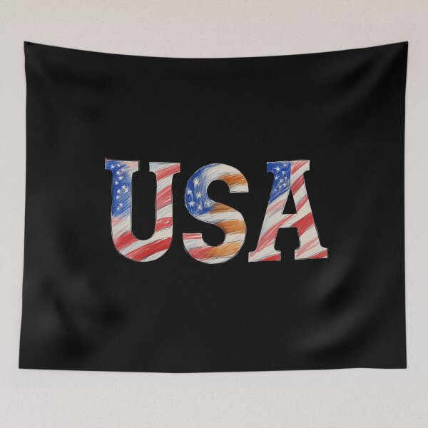 Item preview, USA Text with Hand-Drawn American Flag Colors designed and sold by BogskyShop.