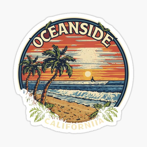 Item preview, Oceanside California Circle Sticker designed and sold by Horizon Tales.