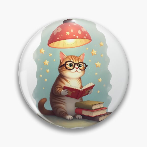 Item preview, Whimsical Orange Cat Reading a Book – Cute Cozy Illustration designed and sold by PnrArtDesign.