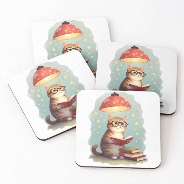 Item preview, Whimsical Orange Cat Reading a Book – Cute Cozy Illustration designed and sold by PnrArtDesign.