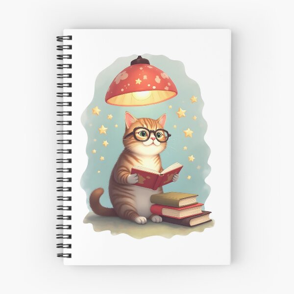 Item preview, Whimsical Orange Cat Reading a Book – Cute Cozy Illustration designed and sold by PnrArtDesign.