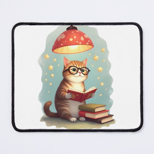Item preview, Whimsical Orange Cat Reading a Book – Cute Cozy Illustration designed and sold by PnrArtDesign.