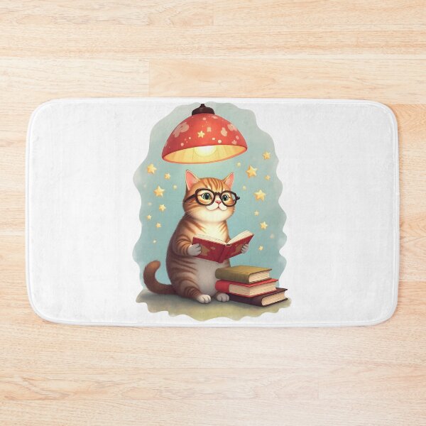 Item preview, Whimsical Orange Cat Reading a Book – Cute Cozy Illustration designed and sold by PnrArtDesign.