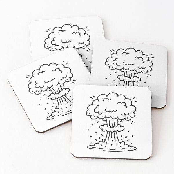 Item preview, Cartoon Mushroom Cloud Explosion – Black and White Doodle Style designed and sold by Greemo03.