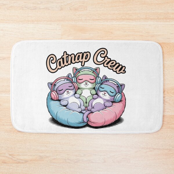 Item preview, three pastel cartoon cats with text 'Catnap Crew' designed and sold by Nimkaew.