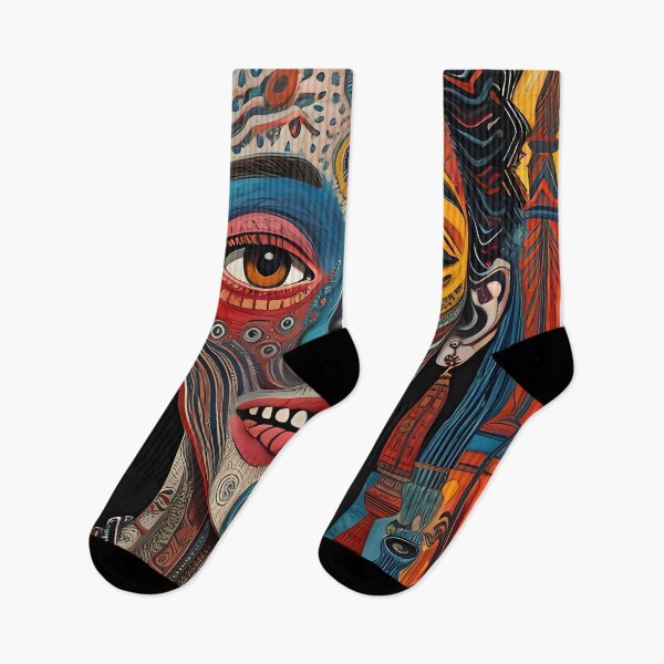 Item preview, Abstract Face Doodle Art – Surreal Portrait with Vibrant Colors designed and sold by BrushRushX.