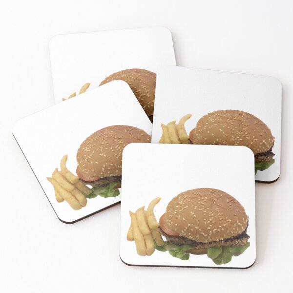 Item preview, Isolated hamburger and French fries on a white background, Pork hamburger with sauce and cheese is in a thick soft bread with a delicious white sesame on white background designed and sold by pipikijung.