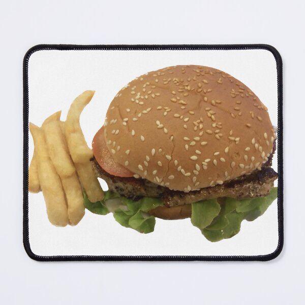 Item preview, Isolated hamburger and French fries on a white background, Pork hamburger with sauce and cheese is in a thick soft bread with a delicious white sesame on white background designed and sold by pipikijung.