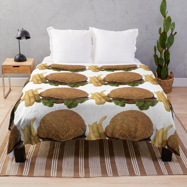 Item preview, Isolated hamburger and French fries on a white background, Pork hamburger with sauce and cheese is in a thick soft bread with a delicious white sesame on white background designed and sold by pipikijung.