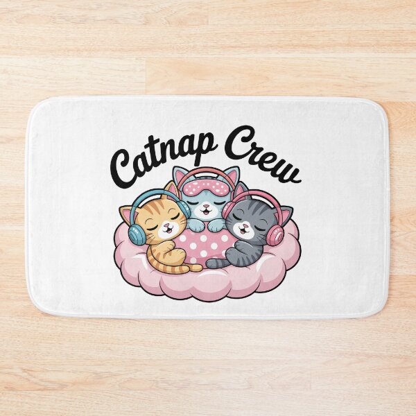 Item preview, three pastel cartoon cats with text 'Catnap Crew' designed and sold by Nimkaew.