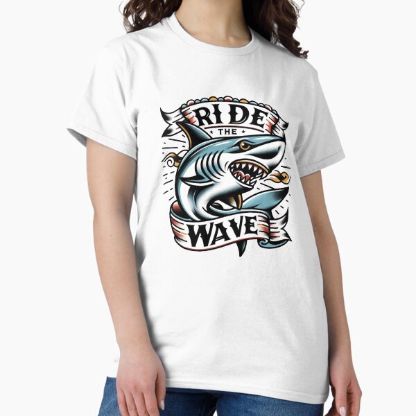 Old School Shark Design - Ride The Wave Classic T-Shirt
