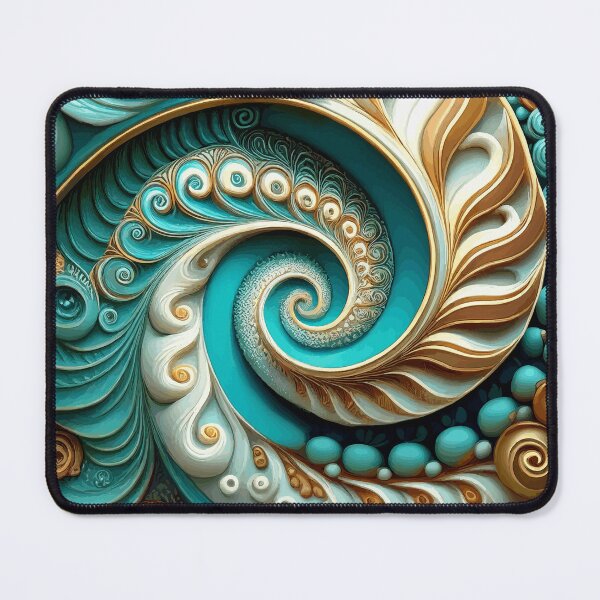 Item preview, Turquoise and Gold Abstract Fibonacci Art 7 designed and sold by Vicky Brago-Mitchell®.