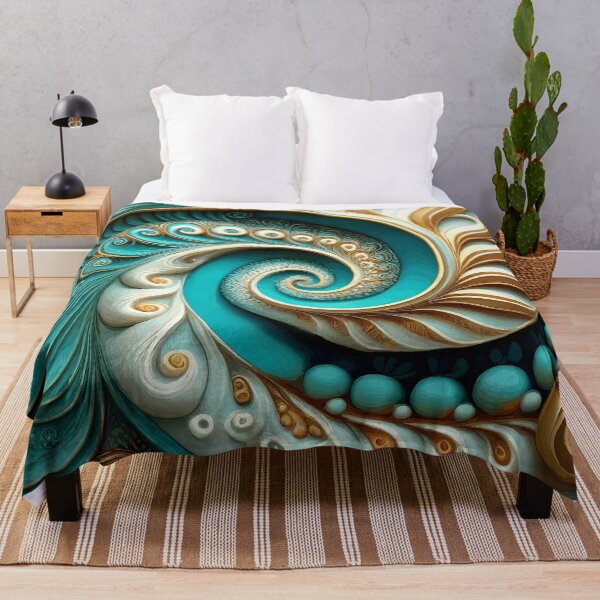 Item preview, Turquoise and Gold Abstract Fibonacci Art 7 designed and sold by Vicky Brago-Mitchell®.
