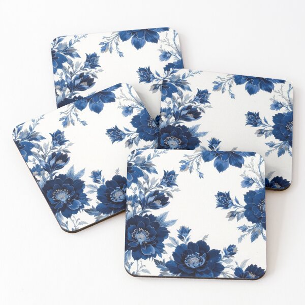 Item preview, Modern Blue Floral Pattern on Clean White Background designed and sold by semenol.