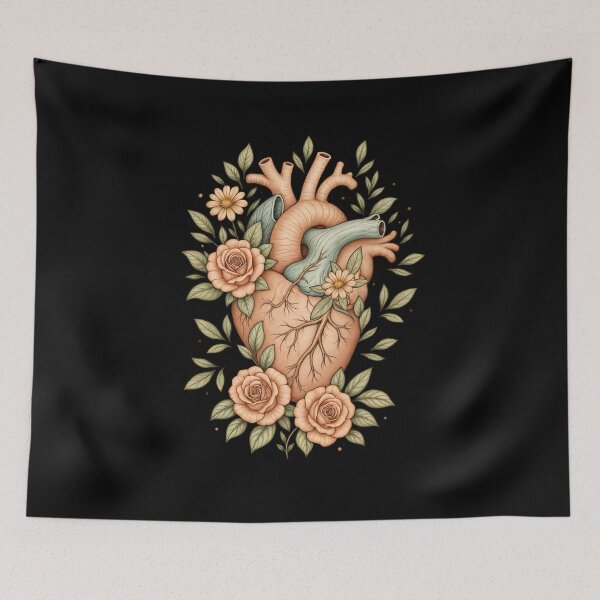 Item preview,  Anantomy Heart watercolor, roses floral human heart illustration art, flowers, roses, butterflies and floral anatomy art designed and sold by Collagedream.