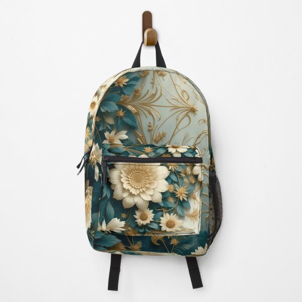 Item preview, Elegant Cream and Teal Floral Pattern with Gold Accents designed and sold by semenol.