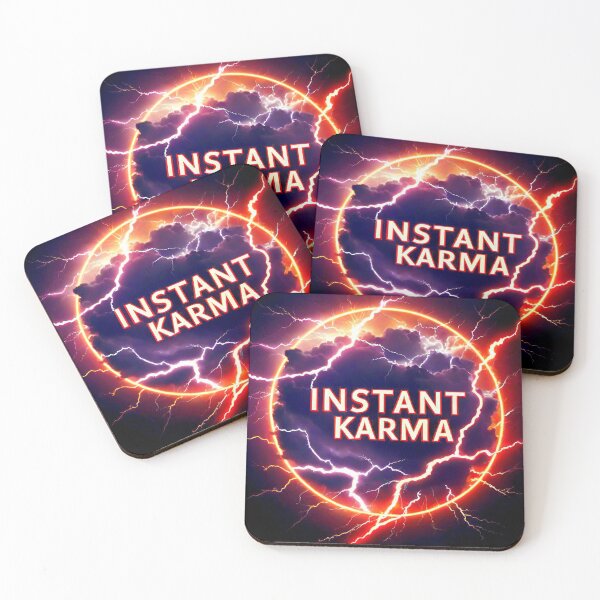 Item preview, Motivational Spiritual Of a red fire  lightning storm with the big phrase "INSTANT KARMA!" in the centre Inside a circle. designed and sold by Giulivo Store Graphic.