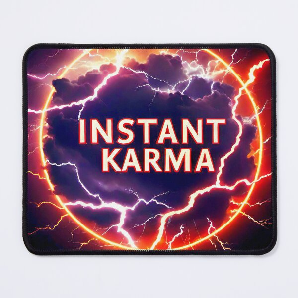 Item preview, Motivational Spiritual Of a red fire  lightning storm with the big phrase "INSTANT KARMA!" in the centre Inside a circle. designed and sold by Giulivo Store Graphic.