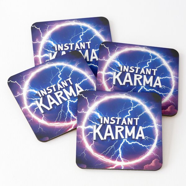 Item preview, Inspirational Spiritual Of a blue fire  lightning storm with the big phrase "INSTANT KARMA!" in the centre Inside a circle. designed and sold by Giulivo Store Graphic.