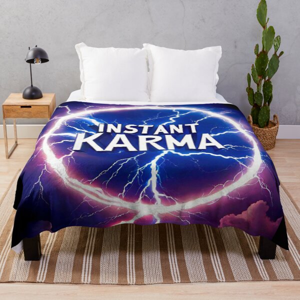 Item preview, Inspirational Spiritual Of a blue fire lightning storm with the big phrase "INSTANT KARMA!" in the centre Inside a circle. designed and sold by Giulivo Store Graphic.