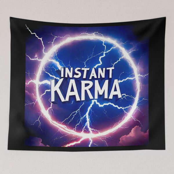 Item preview, Inspirational Spiritual Of a blue fire  lightning storm with the big phrase "INSTANT KARMA!" in the centre Inside a circle. designed and sold by Giulivo Store Graphic.