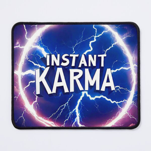 Item preview, Inspirational Spiritual Of a blue fire  lightning storm with the big phrase "INSTANT KARMA!" in the centre Inside a circle. designed and sold by Giulivo Store Graphic.
