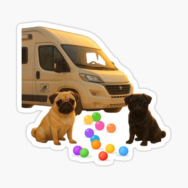 Item preview, With Pug and Heart – Adventures in the Pugmobile designed and sold by MitMopsundHerz Rosinchens_Welt.
