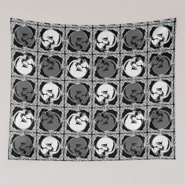 Item preview, Framed Pattern - Sleeping Cats, Black & White designed and sold by AstralRavens.