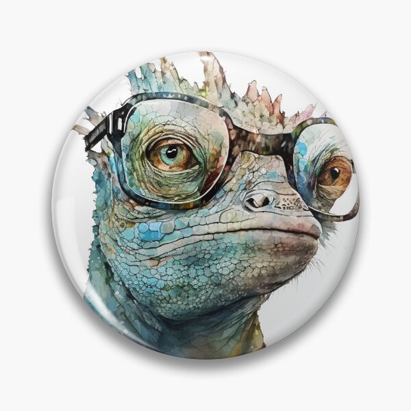 Item preview, Cool Lizard with Glasses – Watercolor Reptile Art for Animal Lovers designed and sold by ThePrintForge.