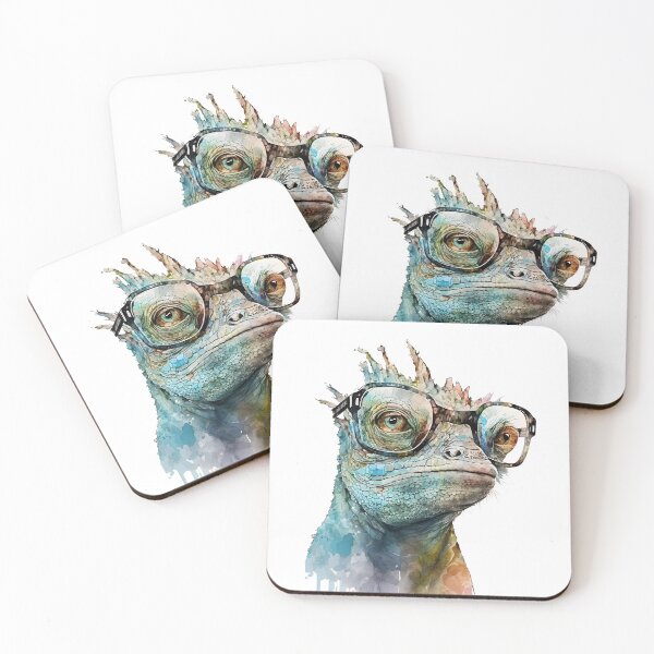 Item preview, Cool Lizard with Glasses – Watercolor Reptile Art for Animal Lovers designed and sold by ThePrintForge.
