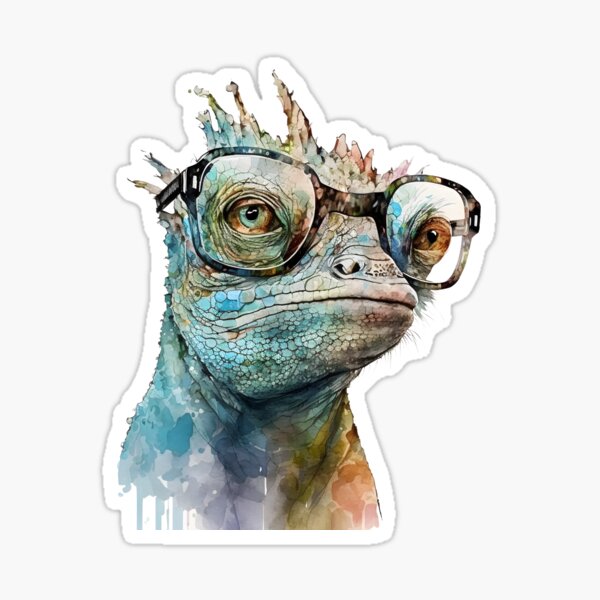Item preview, Cool Lizard with Glasses – Watercolor Reptile Art for Animal Lovers designed and sold by ThePrintForge.