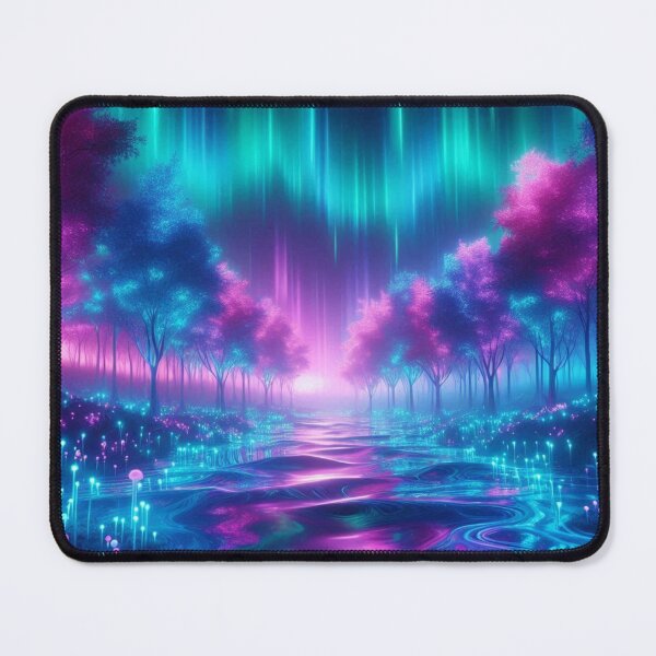 Item preview, Neon Serenity – Glowing Aurora Forest designed and sold by RushPrints88.