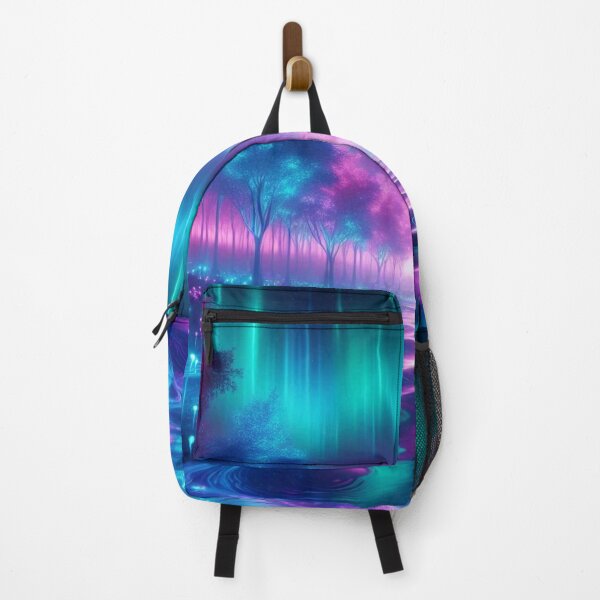 Item preview, Neon Serenity – Glowing Aurora Forest designed and sold by RushPrints88.