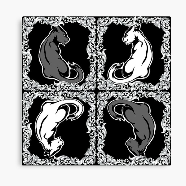 Item preview, Framed Pattern - Sitting Cats, Black & White designed and sold by AstralRavens.