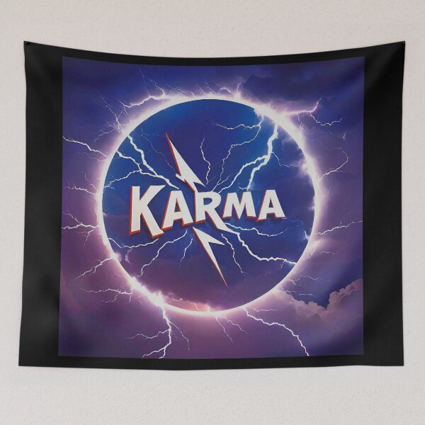 Item preview, Inspirational Spiritual Of a blue fire  lightning storm with the big phrase "KARMA!" in the centre Inside a circle. designed and sold by Giulivo Store Graphic.
