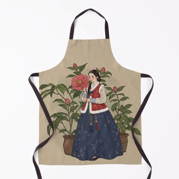 Item preview, The Camellia Maiden – Korean Girl in Winter Hanbok designed and sold by Pasteltone.
