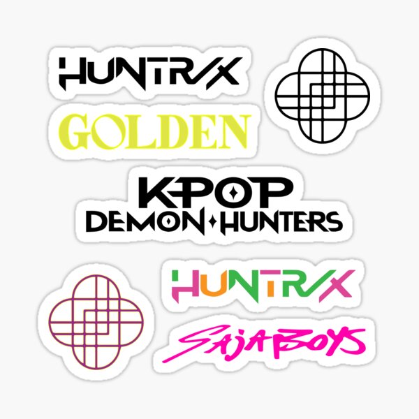 Aperçu de l'œuvre Ensemble de logos autocollants - Kpop Demon Hunter Huntrix Saja Boys créée et vendue par moonfairs.