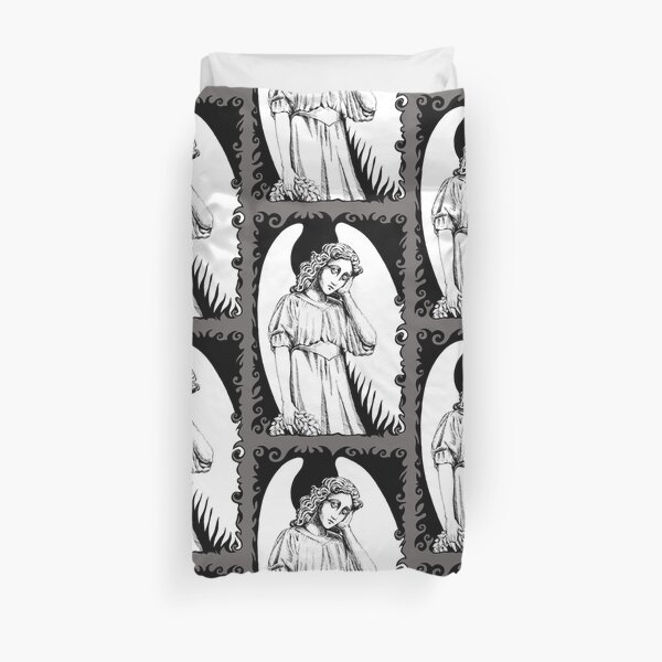 Grave Angel - on Grey Duvet Cover