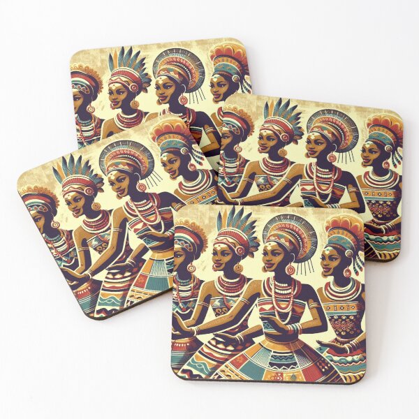 Item preview, Igbo Traditional Dancers in Retro Colors designed and sold by PrintAfricanArt.